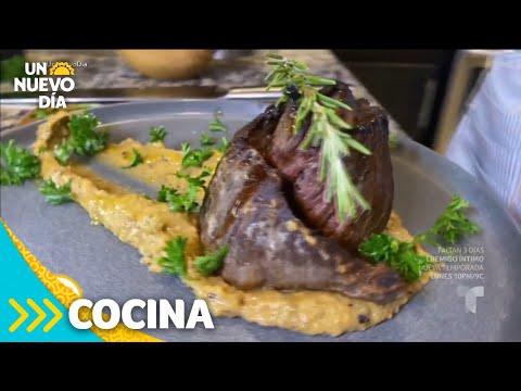 Receta de churrasco con berenjena a la parrilla | Un Nuevo Día | Telemundo