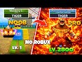 ZERO ROBUX NOOB To MAX Level Using TIGER Fruit In Blox Fruits Human Race V4 Full Awakening