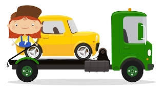 Doutora McWheelie e um carro amarelo.  Desenhos animados para crianças