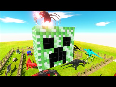 ⚔️FPS AVATAR IN THE HEAD CREEPER MINECRAFT DEATH RUN DARK T-REX BOSS-Animal Revolt Battle Simulator