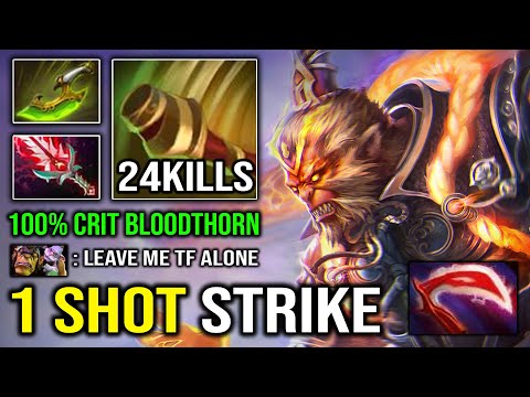 WTF 1 Shot Boundless Strike 100% Crit Rampage Monkey King with Desolator Bloodthorn Dota 2
