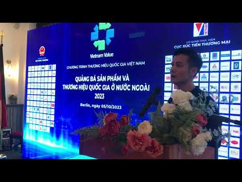 Anh Cù Hữu Việt, GĐ CT Asia 24 GmbH phát biểu tại GT Thương hiệu QG Việt Nam