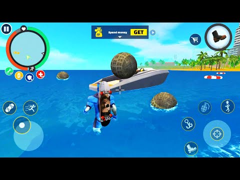 Rope Hero: Vice Town (Experiment: Car balls do not Work in water) | Games Kon | Android Gameplay