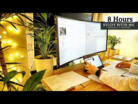 8 HOUR STUDY WITH ME  | Night Session, Background noise, 10-min Break, No music, Study with Merve