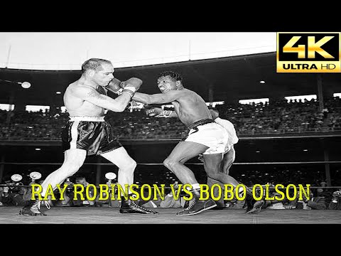 Sugar Ray Robinson (USA) vs Carl Bobo Olson (USA) II | KNOCKOUT Fight | 4K Ultra HD