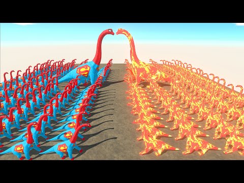 BLUE SUPERMAN BRACHIO vs FIRE BRACHIOSAURUS CHAMPIONSHIP RACE - Animal Revolt Battle Simulator