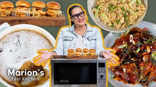 Making fried rice &amp; prawn sliders in a convection microwave! Testing a 3-course meal in a microwave