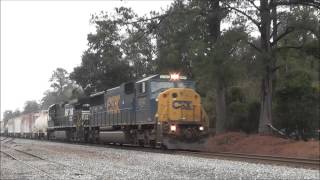 preview picture of video 'CSX SD60I Leading NS 373 in Oliver, GA 3/1/15'