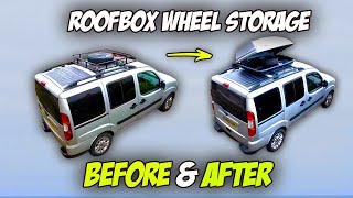 Vanlife: ULTIMATE Roof box Wheel storage GUIDE | Fiat Doblo WAV Conversion