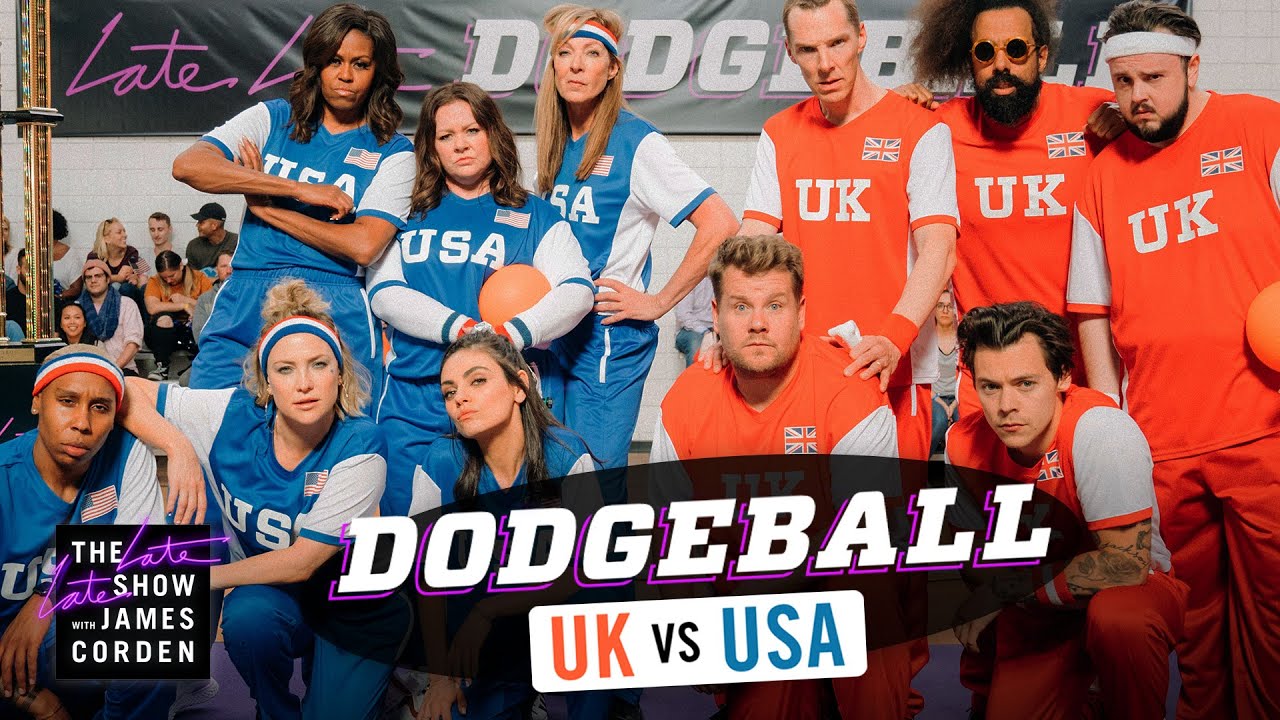 Team USA v. Team UK - Dodgeball w/ Michelle Obama, Harry Styles & More - #LateLateLondon thumnail