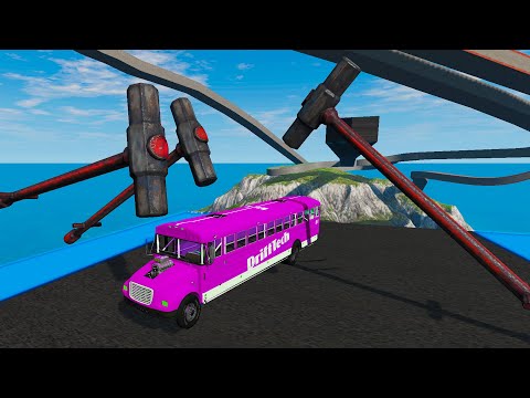 Giant Destructive Hammers vs Cars - BeamNG. Drive