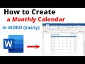TUTORIAL Easy Way To CREATE A Monthly CALENDAR In Microsoft Word Without A Template
