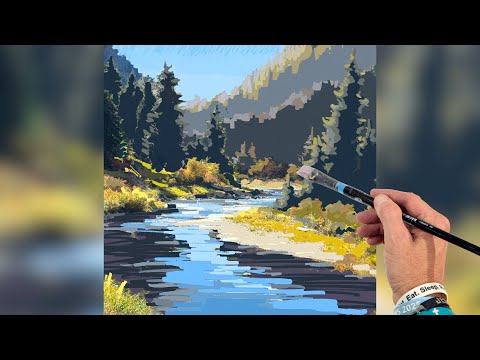 Painting Tumwater Canyon | Live Acrylic Landscape Painting of Mountains and River