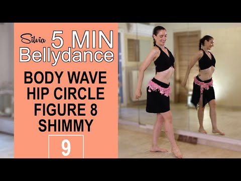 Body Wave, Hip Circle, Figure 8, Shimmy ⏰ 5 MIN BELLYDANCE with Silvia - Bellydance Card 9 -