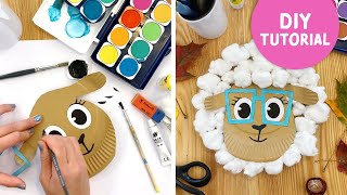 DIY craft tutorial ✂️ SHEEP crafted from paper plates & cotton wool ✂️ step by step with printables