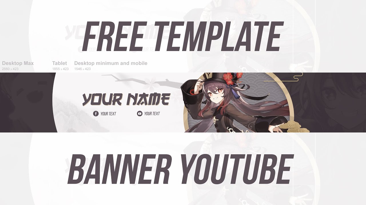 Template Banner Youtube - Hu Tao (Genshin Impact) / Template Bìa Youtube - Hu Tao (Genshin Impact)