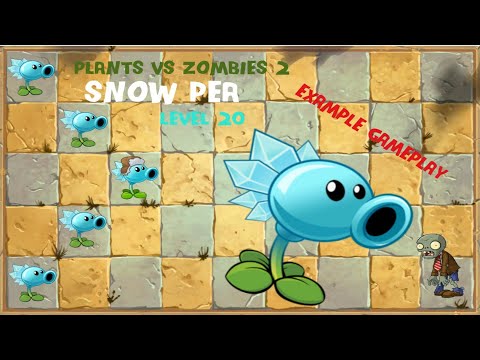 Plants vs Zombies 2 Snow Pea Leveled Up to 20 game play example pvz2