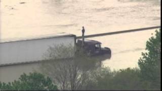Kalkaska semi driver stranded by flood on I-75 in Flint