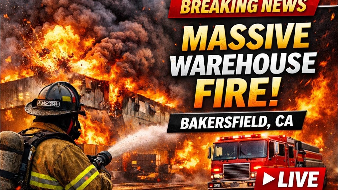 🔥 MASSIVE Warehouse Fire in Bakersfield, CA LIVE 🚨 Smoke Seen for Miles!