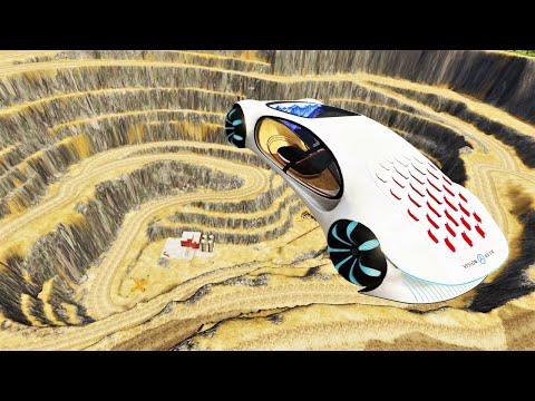 Car Jumps into Quarry - BeamNG Drive