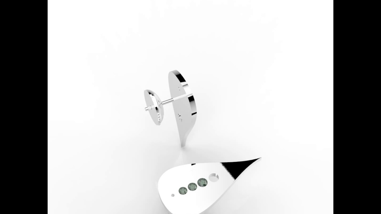 EARRINGS - KUSHI 2, Earring Platinium & Emerald Green