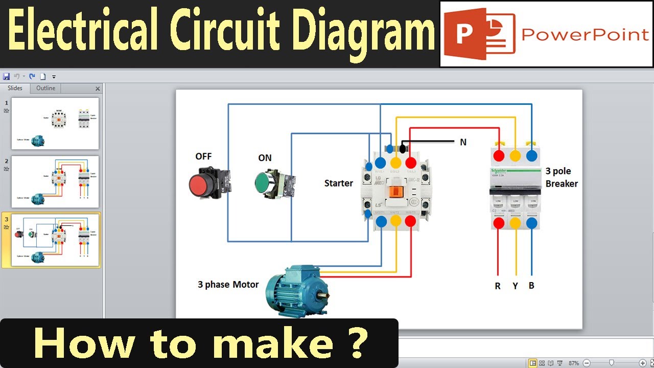 How to make Electrical Circuit Diagram in powerpoint | Drawing and animation of electrical circuit