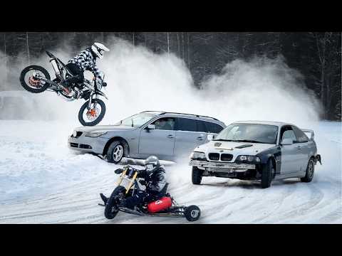 DRIFTCARS AND DIRTBIKES ICE TRACK MAYHEM (Ft. Arttu Stenberg, Shred.eighty, Swiftymoto, Julichut)