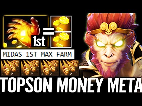 🔥 TOPSON WTF Money Meta Mid - Midas 1st Monkey King New Build Fast Farm Dota 2 Pro Guide