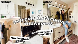 EXTREME DIY BATHROOM MAKEOVER ON A BUDGET *ORGANIC MODERN STYLE* | Faux Limewash Paint Hack