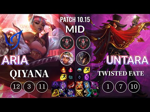 CGA Aria Qiyana vs Untara Twisted Fate Mid - KR Patch 10.15