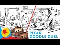Pixar Artists Face Off to Draw Mater in the Living Room Dancing | Pixar Doodle Duel