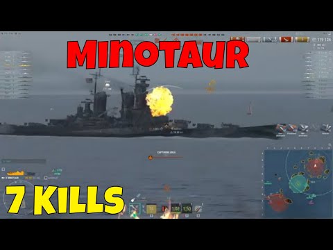Minotaur British Cruiser | 7 Kills, HC, Conf, 190k Dmg, 3.3k Base XP | World of Warships Replay