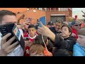 Bobby Firmino gets mobbed by fans on leaving Anfield for the last time