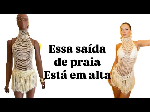 High neck crochet beach dress