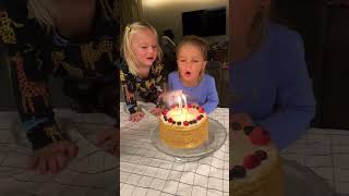Bridget and Adam trying to blow the candles #kids #playing