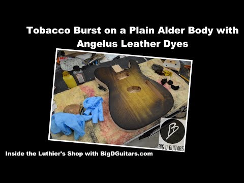 Tobacco Burst on a Plain Alder Guitar Body via Hand Rubbed Leather Dye