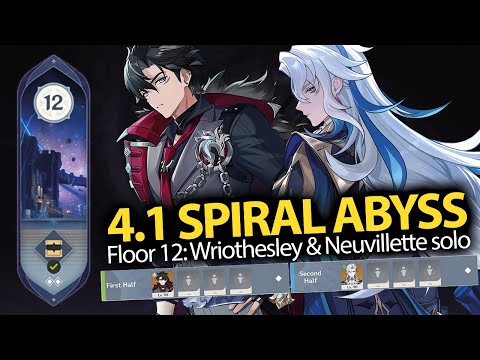 Solo C1 Wriothesley & Solo C0 Neuvillette | Spiral Abyss 4.1: Floor 12 9* | Genshin Impact