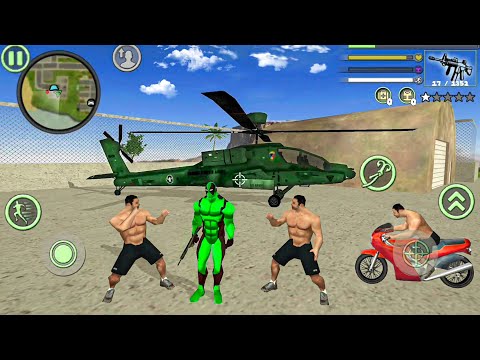 Green Deadpool Rope Hero Vice Town Crime Simulator #3 - Fun at Military Base - Android Gameplay