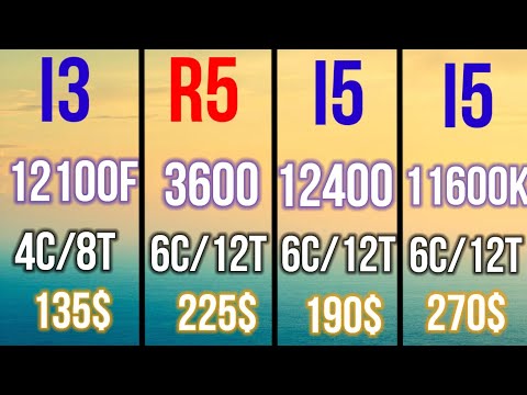 3 12100 vs i5 12400  VS R5 3600 VS I5-11600K ON 1080 best gaming cpu
