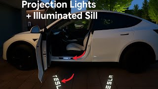 Tesla Model Y LED Door Sills & Projection Lights: Easy Install | Tesery