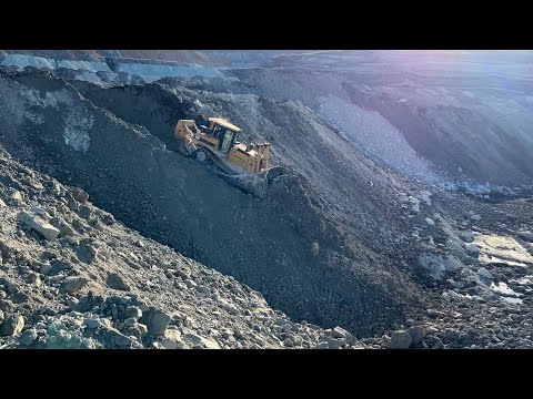 Caterpillar D8R Bulldozer Pushing Soil On Downhill Ground - Sotiriadis/Labrianidis Mining Works