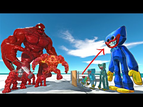 Mutant Golem Evolution Team Rescues Huggy Wuggy Evolution and Fight - Animal Revolt Battle Simulator