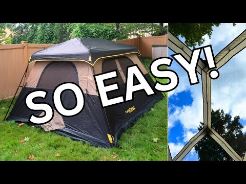FanttikOutdoor Zeta C6 Pro Camping Tent 6 Person Instant Cabin Tent Setup in 60 Seconds with Rainfly & Windproof Portable with Carry Bag for Family Camping & Hiking, Khaki video review thumbnail