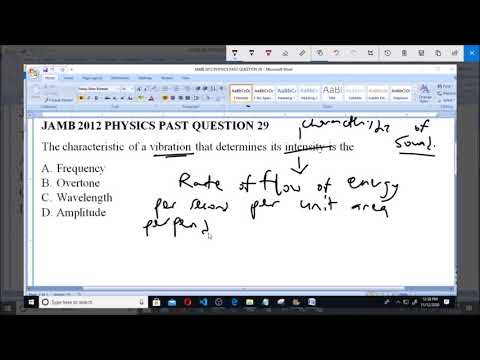 JAMB 2012 PHYSICS PAST QUESTION 29 Sound Waves