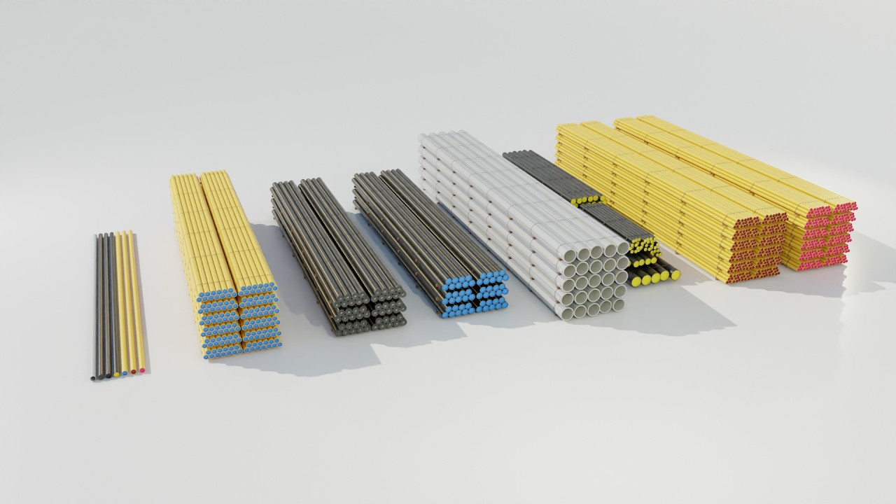 Various Pipe Bundles 3D Model
