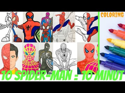 I painted 10 Spider Men in 10 minutes - Spiderman Coloring Pages