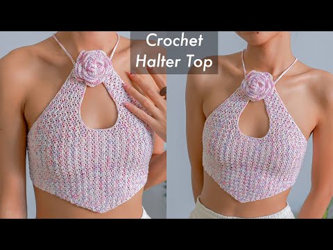 Crochet Rose Halter Corset Top Tutorial | Chenda DIY