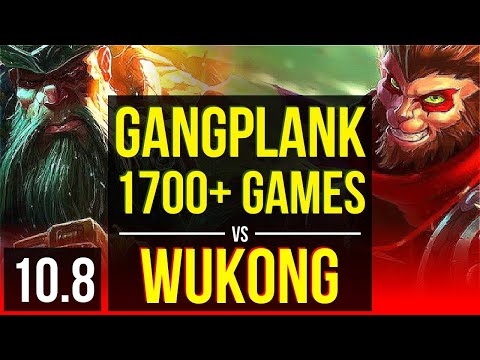 GANGPLANK vs WUKONG (TOP) | 2.4M mastery points, 1700+ games, KDA 3/0/6 | NA Grandmaster | v10.8