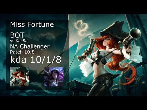 Miss Fortune ADC vs Kai'Sa - NA Challenger 10/1/8 Patch 10.8 Gameplay