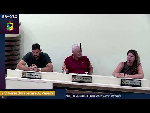 Transmissão ao vivo da sessão ordinária plenária -Câmara de Vereadores de Ermo/SC-23/03/2026